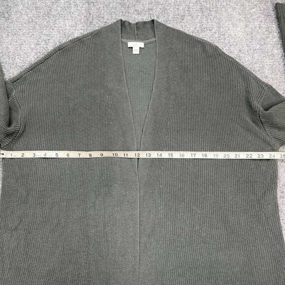 J Jill Cardigan Sweater Womens Size Large Ribbed Open Front Cotton Viscose Green - Picture 6 of 9